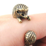 Hedgehog Porcupine Animal Wrap Around Ring in Brass - Sizes 4 to 9 Available | DOTOLY