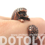 Hedgehog Porcupine Animal Wrap Around Ring in Copper | Sizes 4 to 9 Available | DOTOLY