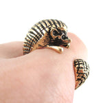 Hedgehog Porcupine Shaped Animal Wrap Ring in Shiny Gold | US Sizes 4 to 9 | DOTOLY