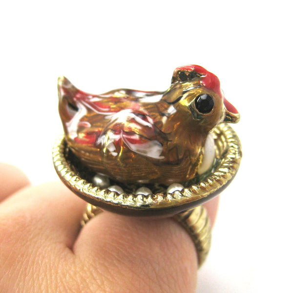 Mother Hen Realistic 3D Chicken Ring | Limited Edition Animal Jewelry ...