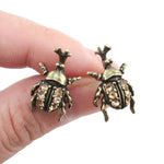 Hercules Rhino Beetle Shaped Rhinestone Stud Earrings in Brass | DOTOLY | DOTOLY