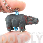 Hippopotamus Hippo Shaped Porcelain Ceramic Animal Pendant Necklace | Handmade | DOTOLY
