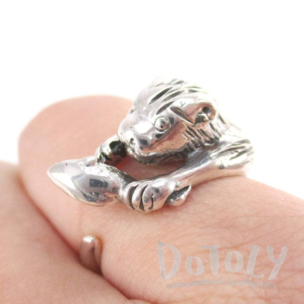 Holding a Fish Shaped Animal Wrap Around Ring in 925 Sterling Silver