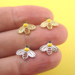 Honey Bumblebee Insect Bug Shaped Stud Earrings in Gold or Silver