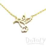 Hummingbird Outline Shaped Animal Charm Necklace in Gold | DOTOLY | DOTOLY