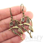 Hummingbird Shaped Charm Dangle Earrings in Brass | DOTOLY | DOTOLY