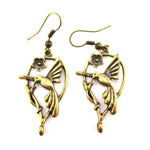 Hummingbird Shaped Charm Dangle Earrings in Brass | DOTOLY | DOTOLY