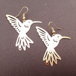Hummingbird Silhouette Cut Out Shaped Dangle Earrings in Gold | Animal Jewelry | DOTOLY