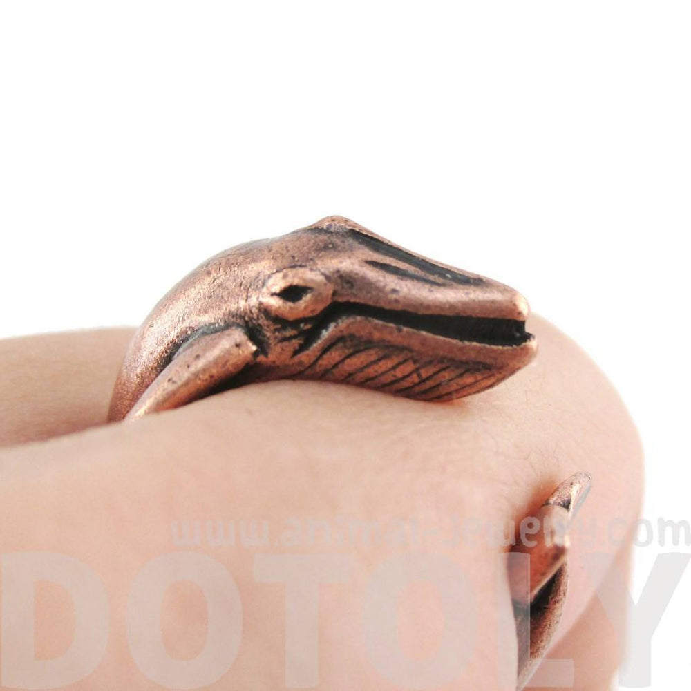 Humpback Whale Shaped Realistic Animal Wrap Ring in Copper | Size 3 to 8 | DOTOLY