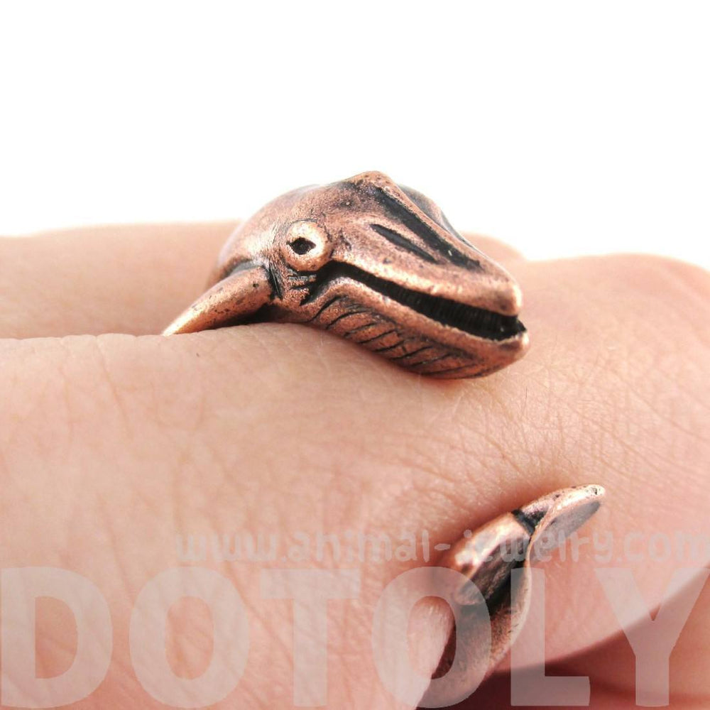 Humpback Whale Shaped Realistic Animal Wrap Ring in Copper | Size 3 to 8 | DOTOLY