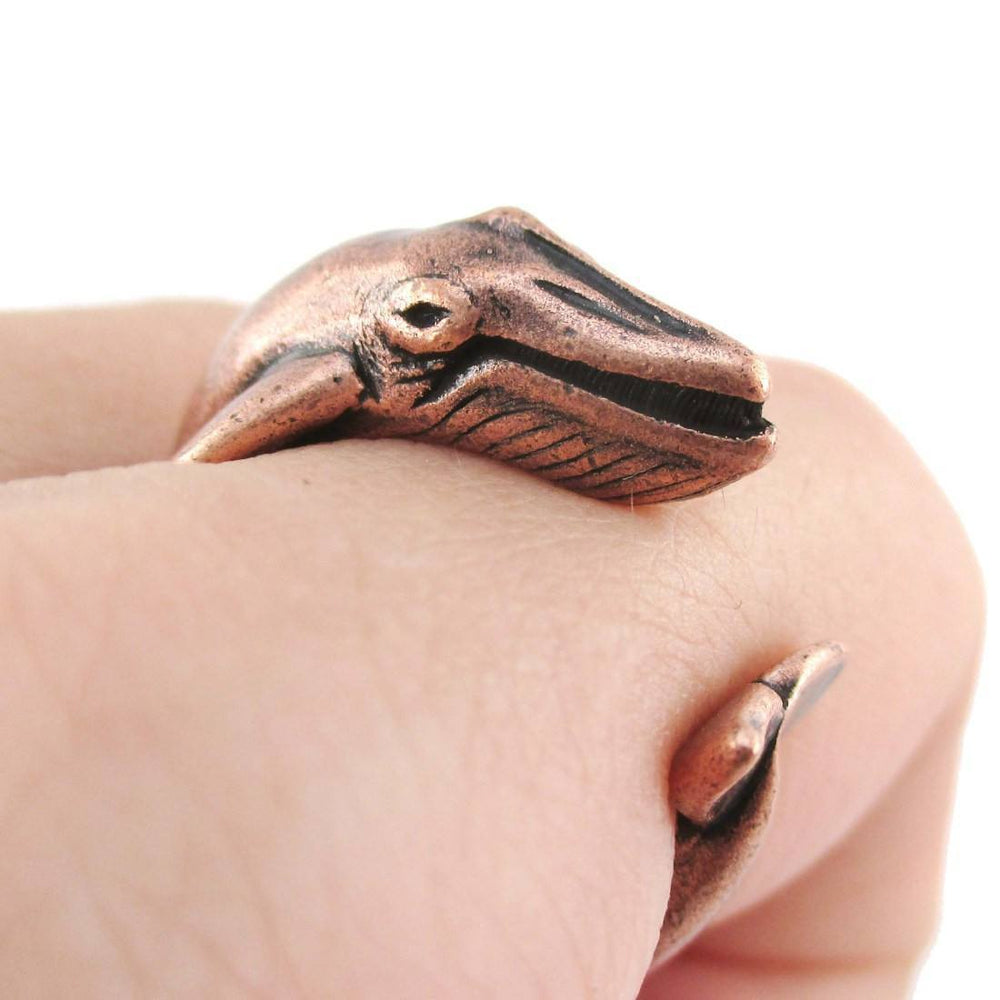 Humpback Whale Shaped Realistic Animal Wrap Ring in Copper | Size 3 to 8 | DOTOLY