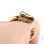 Humpback Whale Shaped Realistic Animal Wrap Ring in Shiny Gold | Size 3 to 8 | DOTOLY