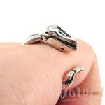 Humpback Whale Shaped Realistic Animal Wrap Ring in Shiny Silver | Size 3 to 8 | DOTOLY