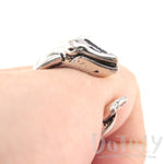 Humpback Whale Shaped Realistic Animal Wrap Ring in Shiny Silver | Size 3 to 8 | DOTOLY