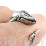 Humpback Whale Shaped Realistic Animal Wrap Ring in Silver | Size 3 to 8 | DOTOLY