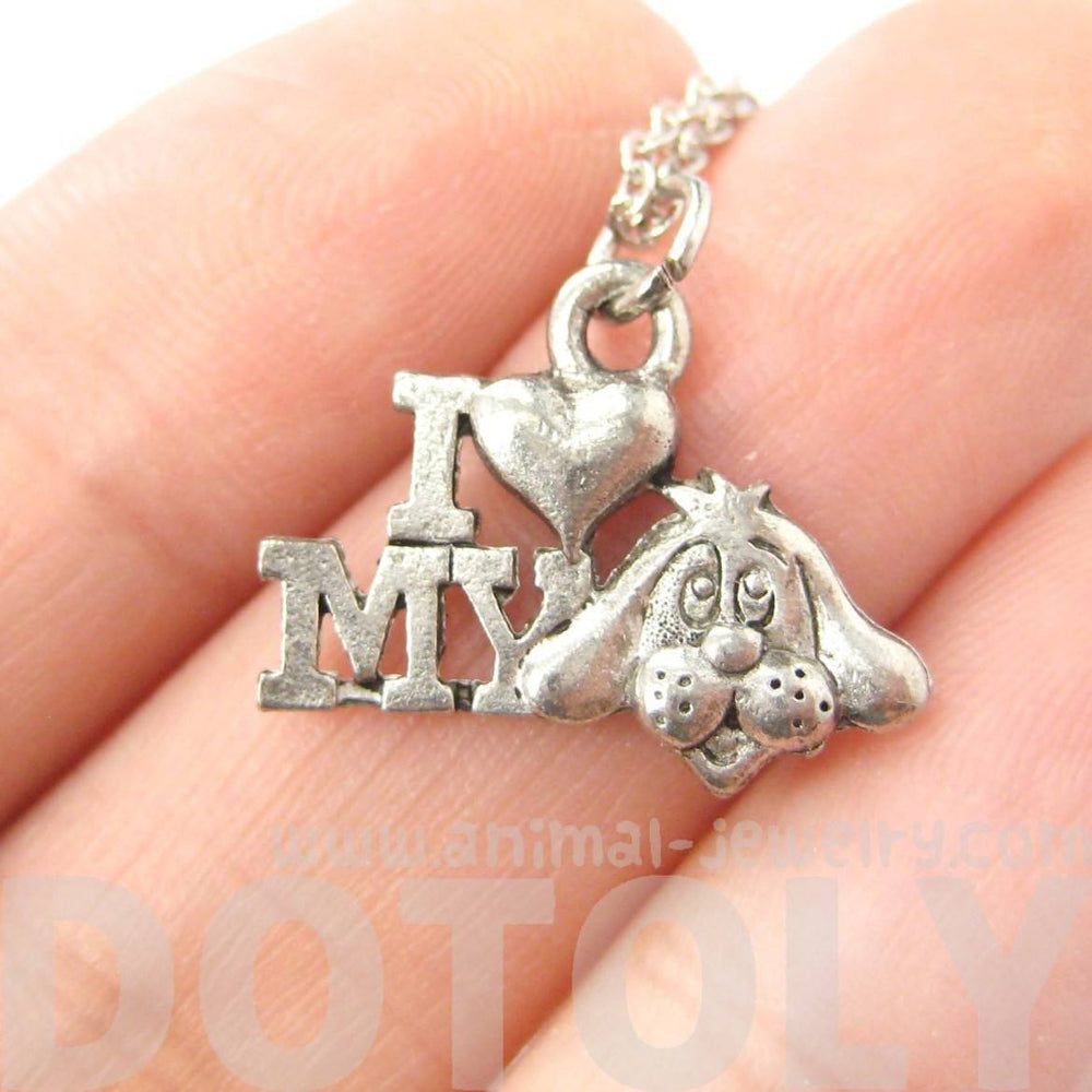 I Love My Puppy Dog Head Charm Necklace in Silver | MADE IN USA | DOTOLY