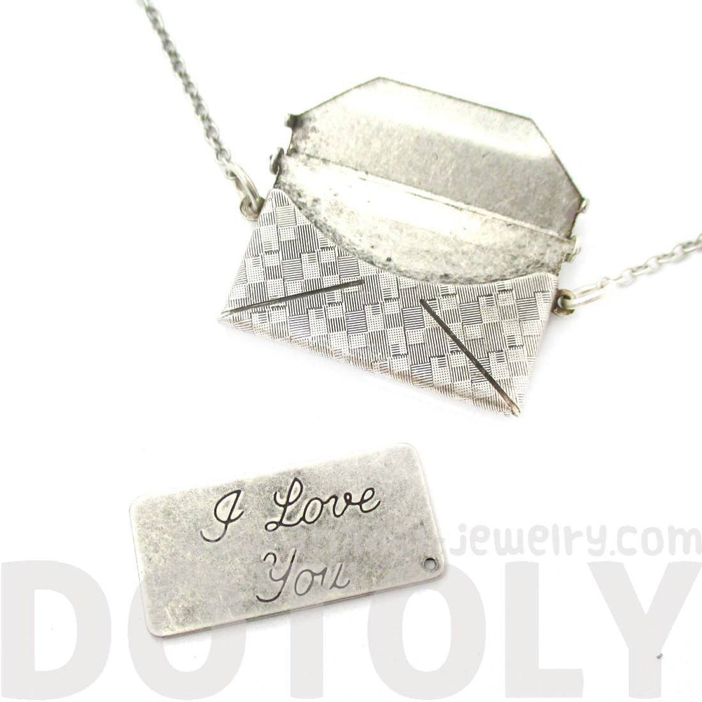 I Love You Letter Envelope Shaped Pendant Necklace in Silver | DOTOLY | DOTOLY
