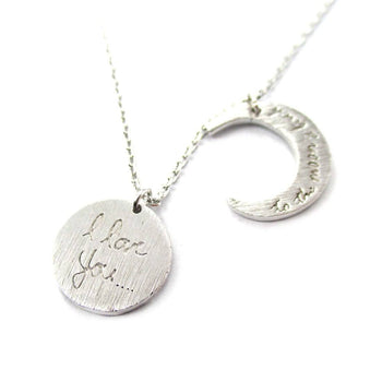 I Love You To the Moon and Back Moon Shaped Charm Necklace in Silver | DOTOLY | DOTOLY