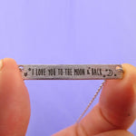 I Love You to the Moon & Back Love Quote Bar Pendant Necklace in Silver | DOTOLY | DOTOLY