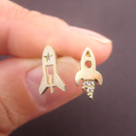 I Need Some Space Rocket Space Shuttle Taking Off Shaped Stud Earrings