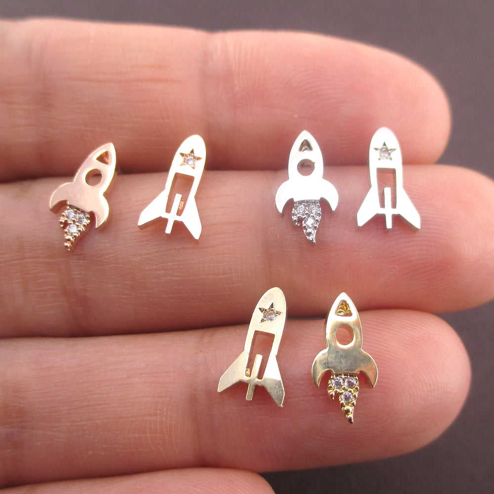 I Need Some Space Rocket Space Shuttle Taking Off Shaped Stud Earrings