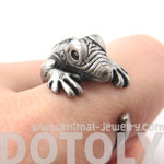 Iguana Chameleon Animal Wrap Around Ring in Silver - Sizes 4 to 9 Available | DOTOLY