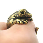 Iguana Chameleon Animal Wrap Around Hug Ring in Brass | US Sizes 4 to 9 | DOTOLY