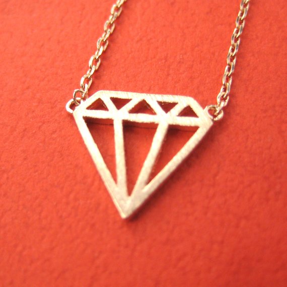 Diamond Dye Cut Outline Shaped Pendant Necklace in Rose Gold