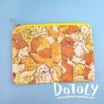 Illustrated Golden Retriever Puppy Dog Collage Print Rectangular Make Up Bag | DOTOLY
