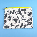 Illustrated Panda Bear Collage Print Rectangular Make Up Bag | DOTOLY