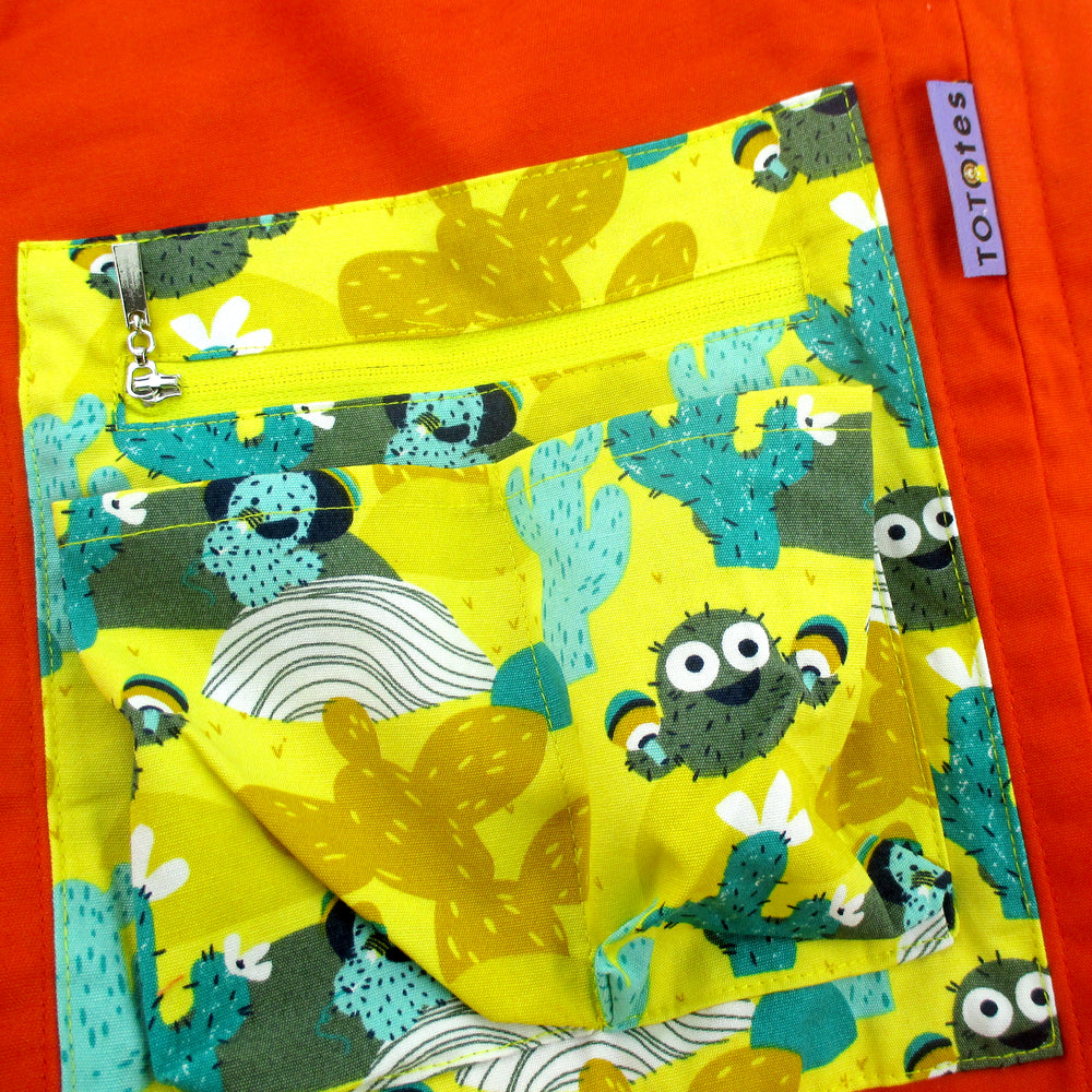 Large Shoulder Tote Diaper Bag with Bright Yellow Desert Cactus Print