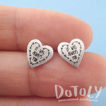It Was Always You Love Quote Heart Shaped Stud Earrings in Silver