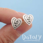 It Was Always You Love Quote Heart Shaped Stud Earrings in Silver