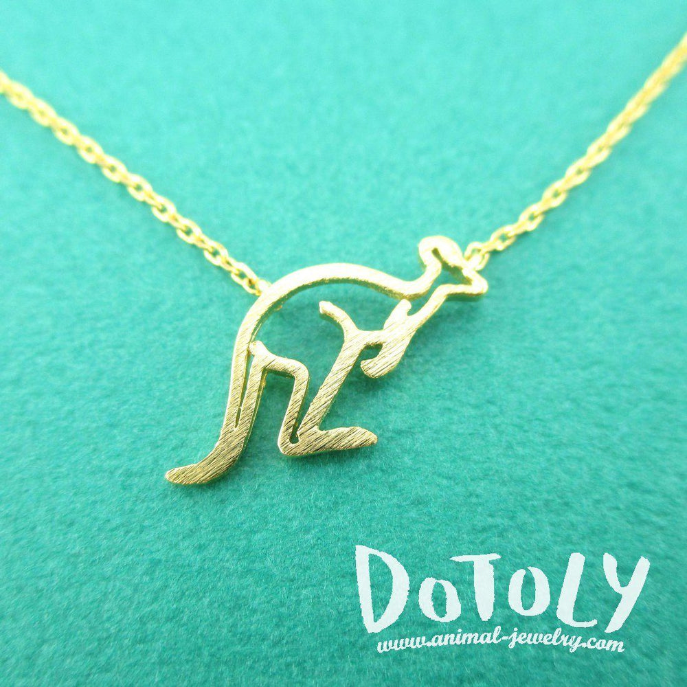 Kangaroo Outline Shaped Pendant Necklace in Gold | DOTOLY