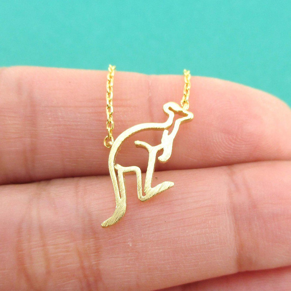 Kangaroo Outline Shaped Pendant Necklace in Gold | DOTOLY