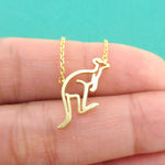 Kangaroo Outline Shaped Pendant Necklace in Gold | DOTOLY