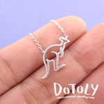 Kangaroo Outline Shaped Pendant Necklace in Silver | DOTOLY