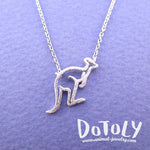 Kangaroo Outline Shaped Pendant Necklace in Silver | DOTOLY