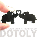 Kissing Elephant Heart Shaped Pendant Necklace in Black Acrylic | DOTOLY | DOTOLY