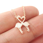 Kissing Flamingos Animal Heart Shaped Silhouette Charm Necklace in Rose Gold | DOTOLY | DOTOLY