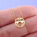 Kissing Flamingos Shaped Tiny Round Pendant Necklace | DOTOLY