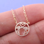 Kissing Flamingos Shaped Tiny Round Pendant Necklace | DOTOLY