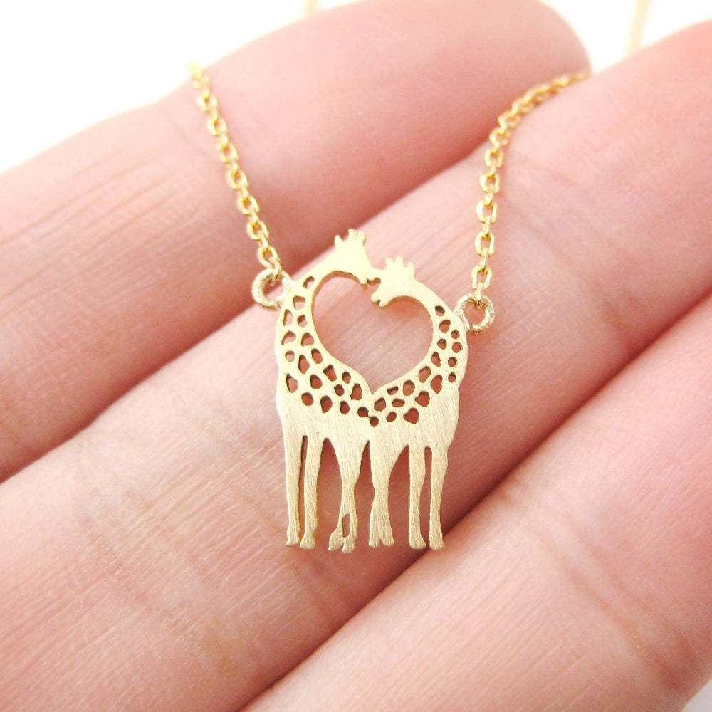 Kissing Giraffe Animal Shaped Silhouette Charm Bracelet in Gold | DOTOLY | DOTOLY