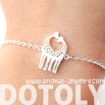 Kissing Giraffe Animal Shaped Silhouette Charm Bracelet in Silver | DOTOLY | DOTOLY