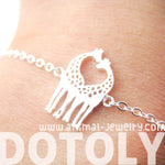 Kissing Giraffe Animal Shaped Silhouette Charm Bracelet in Silver | DOTOLY | DOTOLY