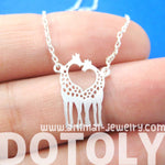Kissing Giraffe Animal Shaped Silhouette Pendant Necklace in Silver | DOTOLY | DOTOLY