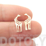 Kissing Giraffe Animal Shaped Silhouette Stud Earrings in Rose Gold | DOTOLY | DOTOLY