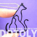 Kitty Cat and Dog Outline Shaped Animal Themed Pendant Necklace in Black Acrylic | DOTOLY