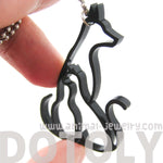 Kitty Cat and Dog Outline Shaped Animal Themed Pendant Necklace in Black Acrylic | DOTOLY