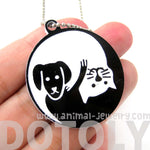 Kitty Cat and Dog Shaped Animal Themed Pendant Necklace in Black Acrylic | DOTOLY
